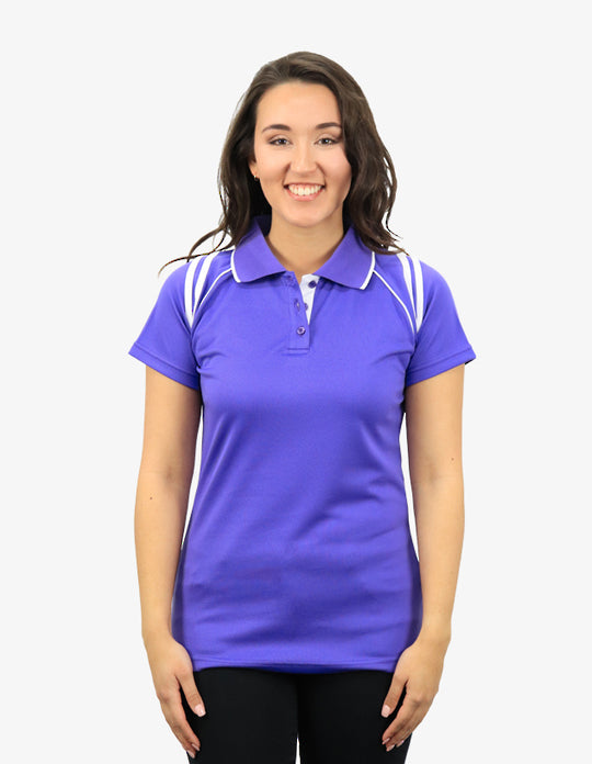 Be Seen Ladies Sleeve Polo Shirt With Striped Collar 2nd Color (The Cobra)