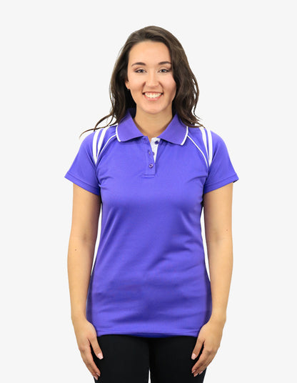 Be Seen Ladies Sleeve Polo Shirt With Striped Collar 2nd Color (The Cobra)