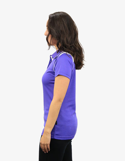 Be Seen Ladies Sleeve Polo Shirt With Striped Collar (The Cobra)