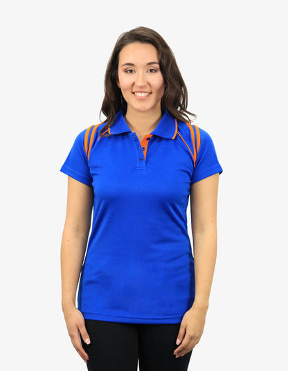 Be Seen Ladies Sleeve Polo Shirt With Striped Collar (The Cobra)