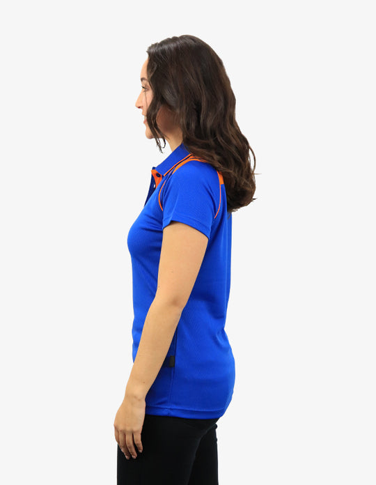 Be Seen Ladies Sleeve Polo Shirt With Striped Collar (The Cobra)