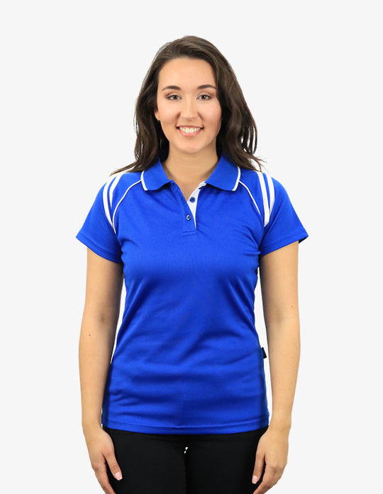 Be Seen Ladies Sleeve Polo Shirt With Striped Collar (The Cobra)