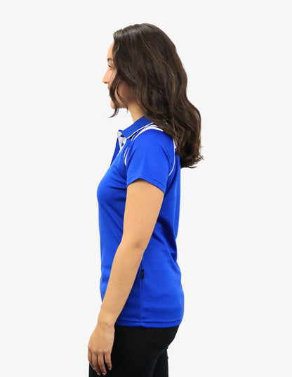 Be Seen Ladies Sleeve Polo Shirt With Striped Collar (The Cobra)