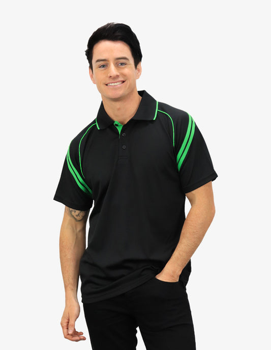 Be Seen Men's Sleeve Polo Shirt With Striped Collar 1st Color (The Viper)