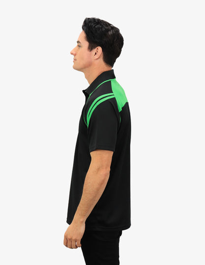 Be Seen Men's Sleeve Polo Shirt With Striped Collar 1st Color (The Viper)