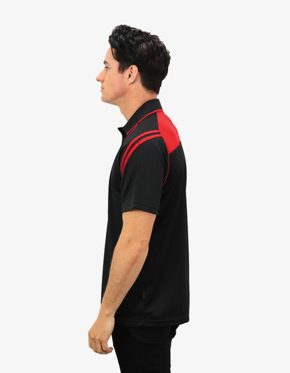 Be Seen Men's Sleeve Polo Shirt With Striped Collar 1st Color (The Viper)