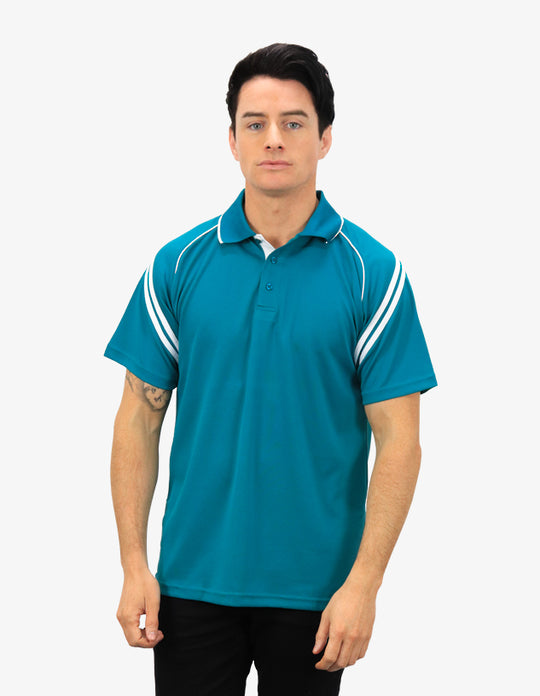 Be Seen Men's Sleeve Polo Shirt With Striped Collar 1st Color (The Viper)
