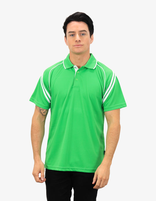 Be Seen Men's Sleeve Polo Shirt With Striped Collar 1st Color (The Viper)