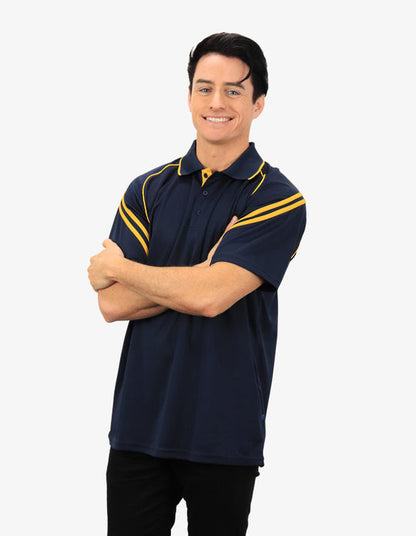 Be Seen Men's Sleeve Polo Shirt With Striped Collar (The Viper)