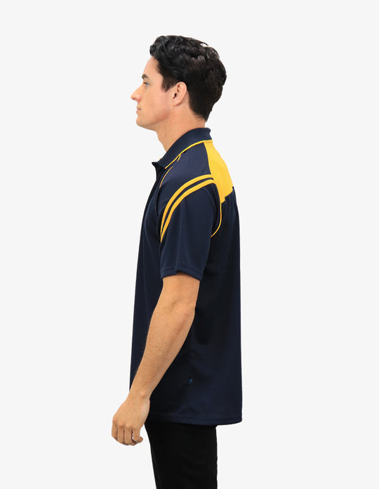 Be Seen Men's Sleeve Polo Shirt With Striped Collar (The Viper)