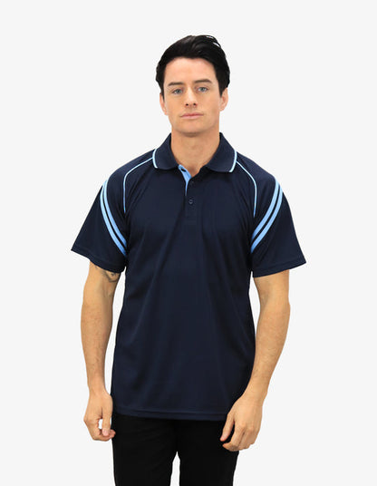 Be Seen Men's Sleeve Polo Shirt With Striped Collar (The Viper)