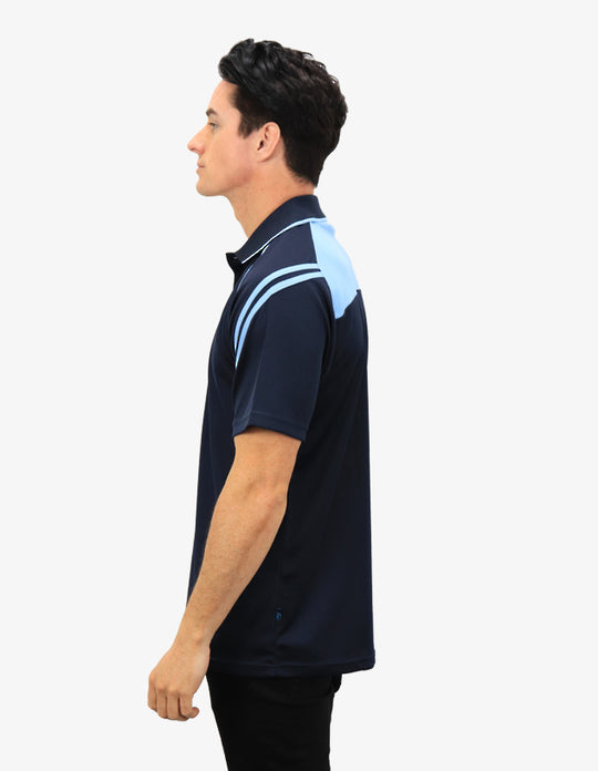 Be Seen Men's Sleeve Polo Shirt With Striped Collar (The Viper)