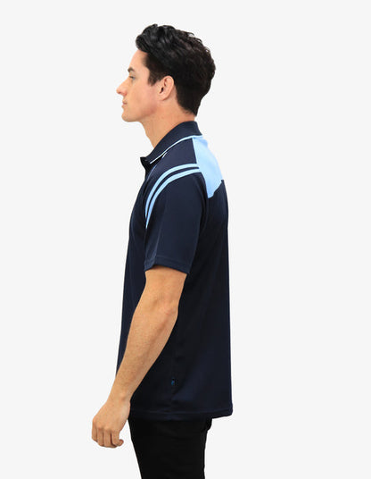 Be Seen Men's Sleeve Polo Shirt With Striped Collar (The Viper)