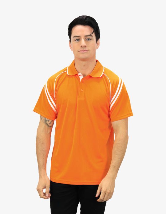 Be Seen Men's Sleeve Polo Shirt With Striped Collar (The Viper)