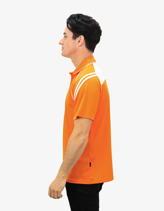 Be Seen Men's Sleeve Polo Shirt With Striped Collar (The Viper)
