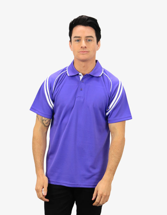 Be Seen Men's Sleeve Polo Shirt With Striped Collar (The Viper)
