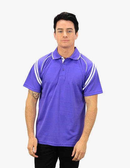 Be Seen Men's Sleeve Polo Shirt With Striped Collar (The Viper)