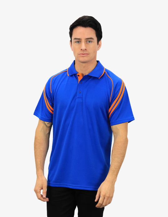 Be Seen Men's Sleeve Polo Shirt With Striped Collar 2nd Color (The Viper)
