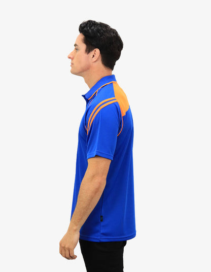 Be Seen Men's Sleeve Polo Shirt With Striped Collar (The Viper)