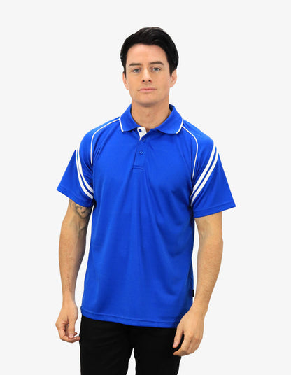 Be Seen Men's Sleeve Polo Shirt With Striped Collar (The Viper)