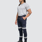 Winning Spirit Unisex Cotton Stretch Drill Cuffed Work Pants With Tapes (WP28HV)