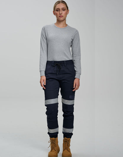 Winning Spirit Unisex Cotton Stretch Drill Cuffed Work Pants With Tapes (WP28HV)