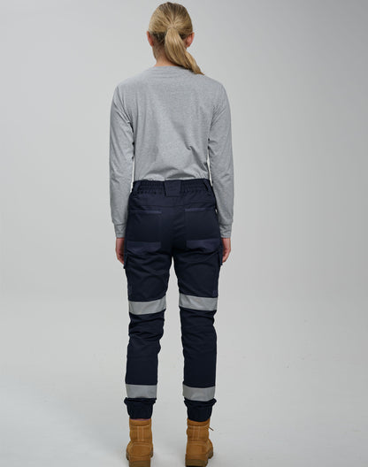 Winning Spirit Unisex Cotton Stretch Drill Cuffed Work Pants With Tapes (WP28HV)