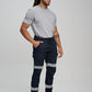 Winning Spirit Unisex Cotton Stretch Drill Cuffed Work Pants With Tapes (WP28HV)