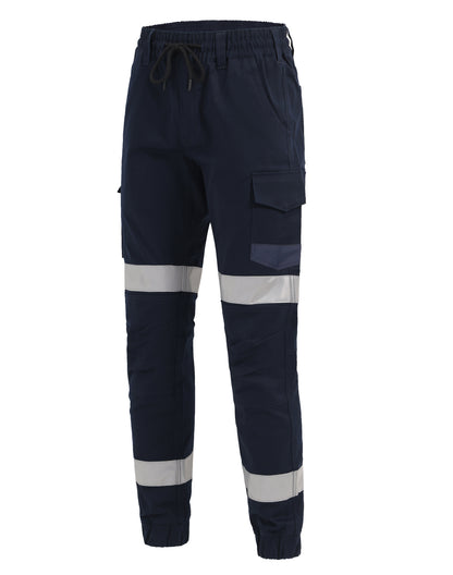 Winning Spirit Unisex Cotton Stretch Drill Cuffed Work Pants With Tapes (WP28HV)