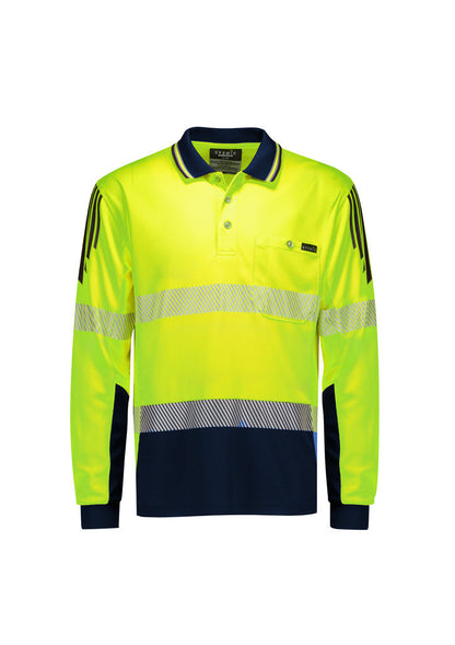 Syzmik Mens Hi Vis Flux Segmented Tape Long Sleeve Polo (ZH550)