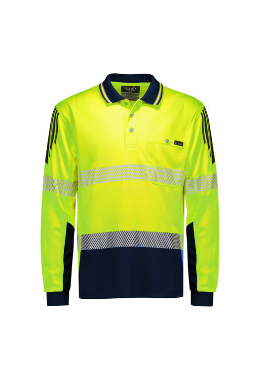 Syzmik Mens Hi Vis Flux Segmented Tape Long Sleeve Polo (ZH550)