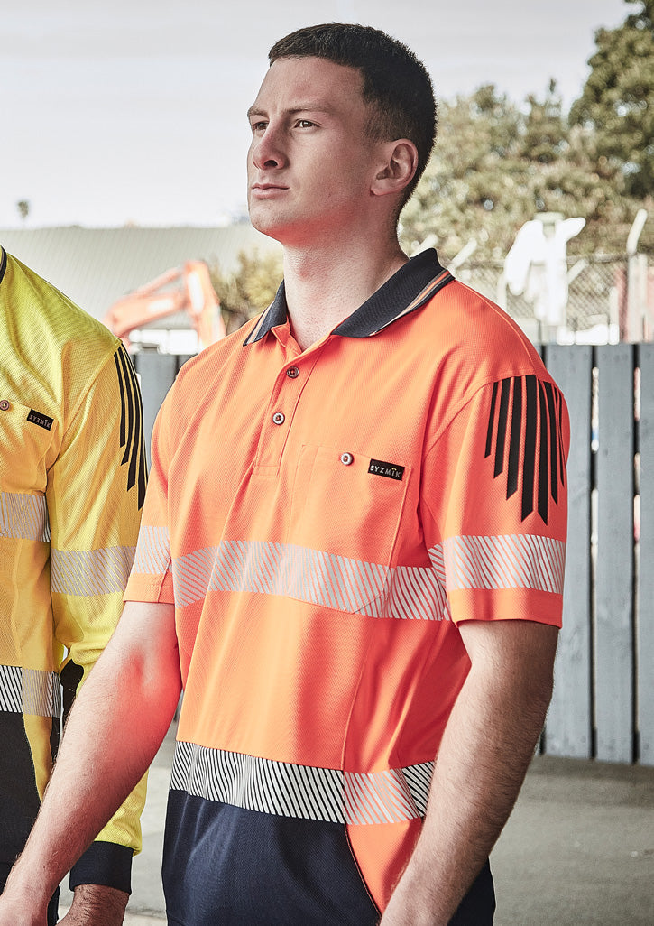 Syzmik Mens Hi Vis Flux Segmented Tape Short Sleeve Polo (ZH555)