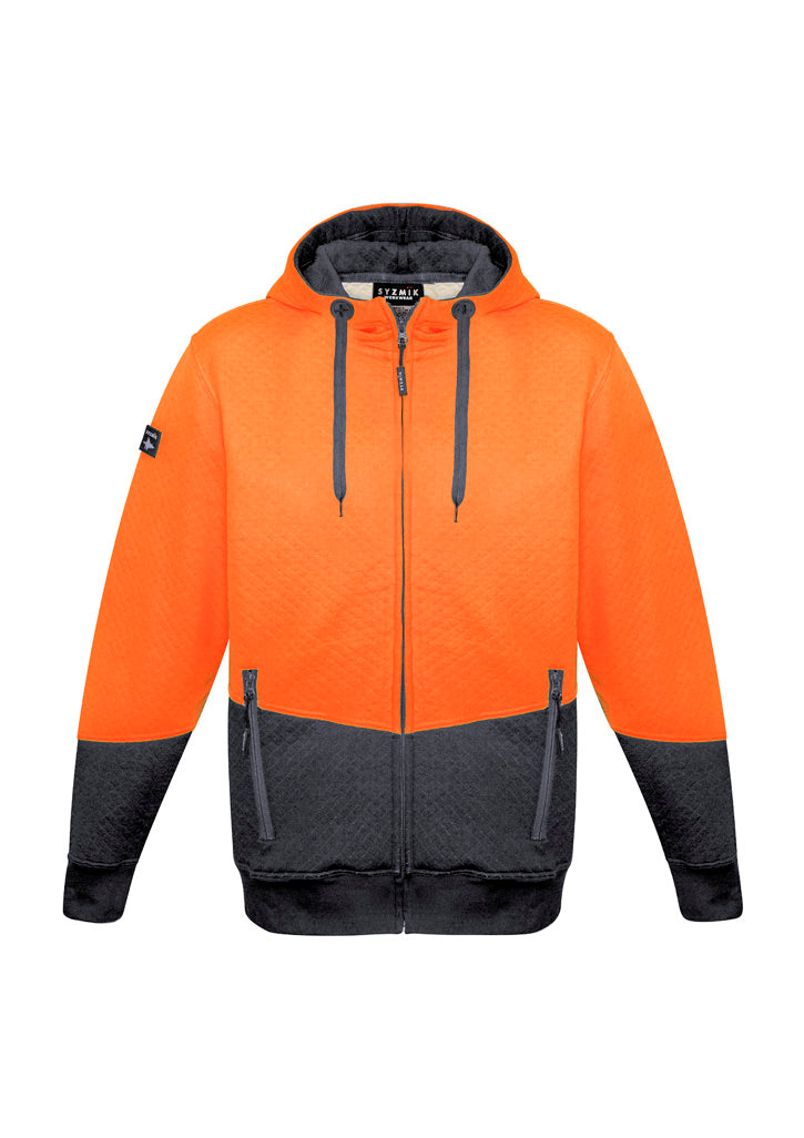 Syzmik ZT478 Unisex Hi Vis Textured Jacquard Full Zip Hoodie-Clearance