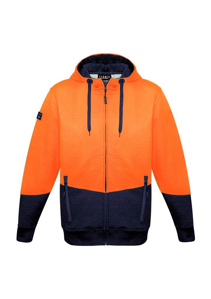 Syzmik ZT478 Unisex Hi Vis Textured Jacquard Full Zip Hoodie-Clearance