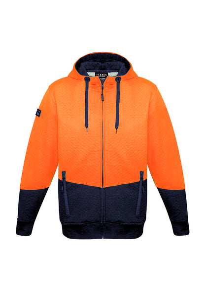 Syzmik ZT478 Unisex Hi Vis Textured Jacquard Full Zip Hoodie-Clearance