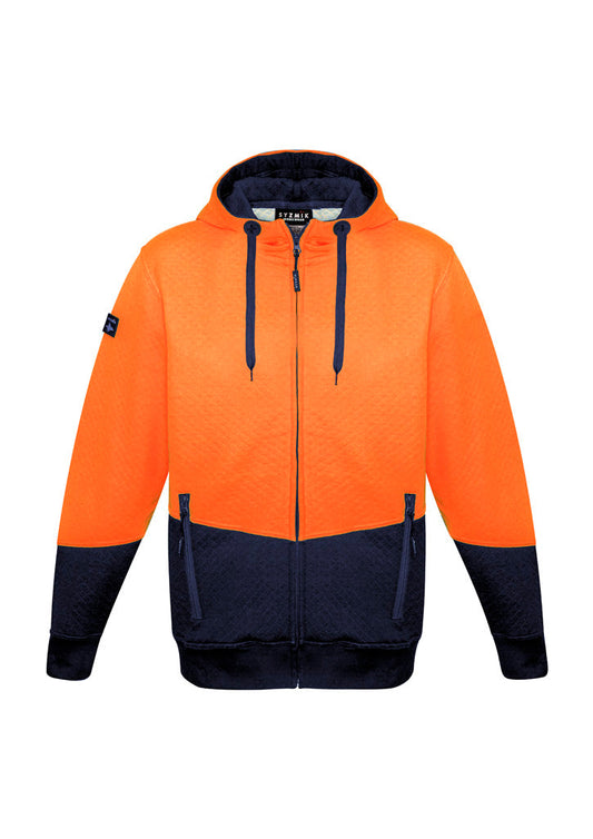 Syzmik ZT478 Unisex Hi Vis Textured Jacquard Full Zip Hoodie-Clearance