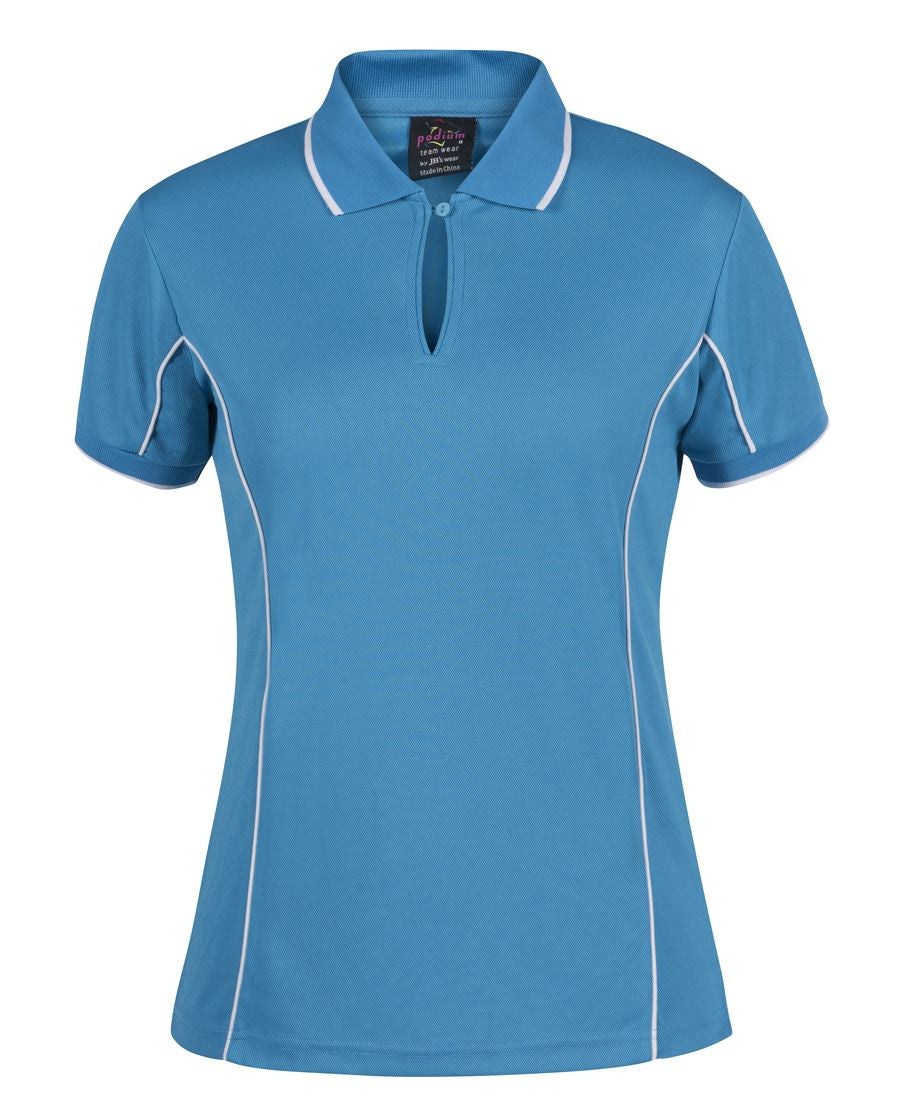 JB's Wear-JB's Podium Ladies Piping Polo 2nd (8 Colours)-AQUA/WHITE / 8-Uniform Wholesalers - 12