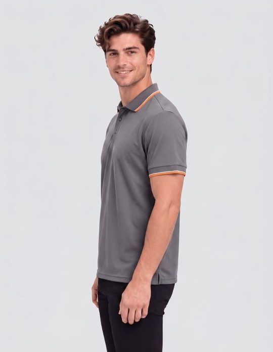 Be Seen Mens Striped Collar and Cuff Polo (BSP2016)
