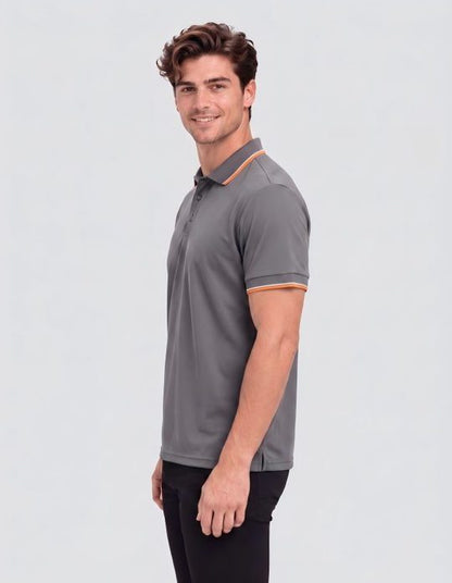 Be Seen Mens Striped Collar and Cuff Polo (BSP2016)