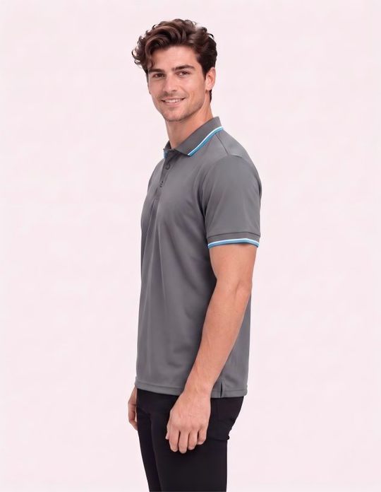Be Seen Mens Striped Collar and Cuff Polo (BSP2016)