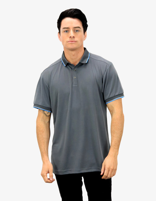 Be Seen Mens Striped Collar and Cuff Polo (BSP2016)