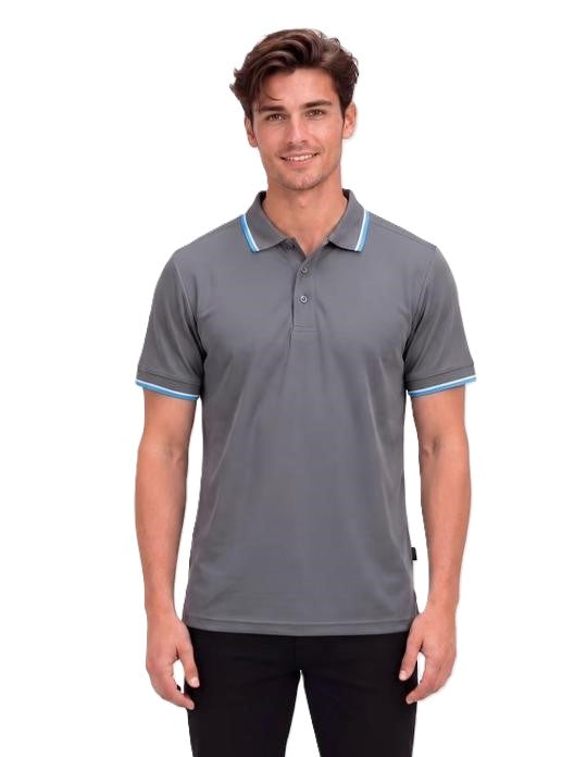 Be Seen Mens Striped Collar and Cuff Polo (BSP2016)