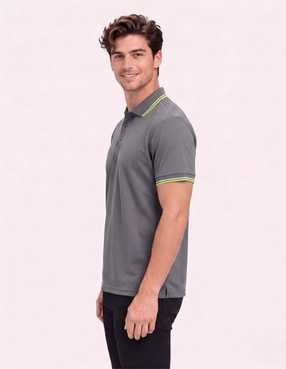 Be Seen Mens Striped Collar and Cuff Polo (BSP2016)