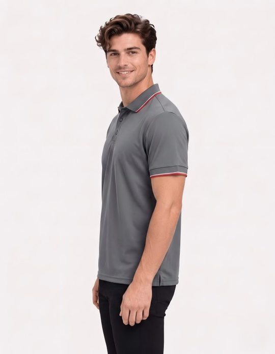 Be Seen Mens Striped Collar and Cuff Polo (BSP2016)