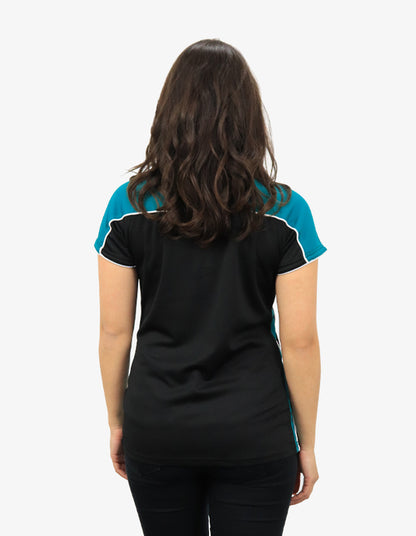 Be Seen Ladies Polo Shirt With Contrast Sleeve Edge Piping 1st Color (The Chameleon)