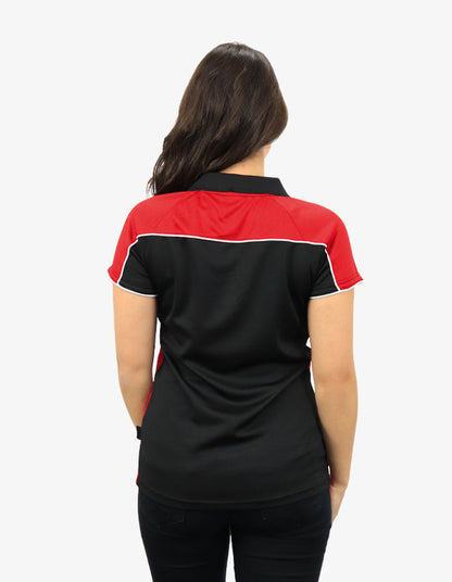 Be Seen Ladies Polo Shirt With Contrast Sleeve Edge Piping 1st Color (The Chameleon)
