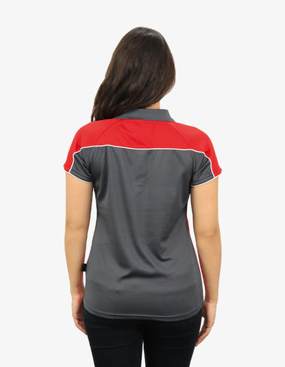Be Seen Ladies Polo Shirt With Contrast Sleeve Edge Piping 1st Color (The Chameleon)