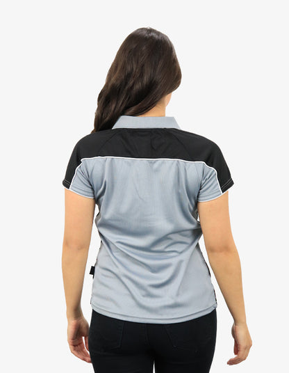 Be Seen Ladies Polo Shirt With Contrast Sleeve Edge Piping 1st Color (The Chameleon)