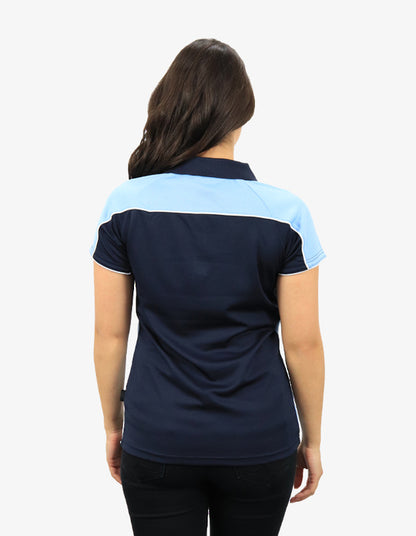Be Seen Ladies Polo Shirt With Contrast Sleeve Edge Piping 2nd Color (The Chameleon)