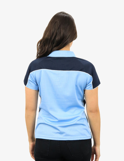 Be Seen Ladies Polo Shirt With Contrast Sleeve Edge Piping 2nd Color (The Chameleon)